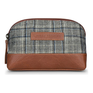 Sac trousse de toilette pour homme cuir et tweed fermeture éclair style classique British - vert - tweed TU - Gris - TruClothing.com - 5