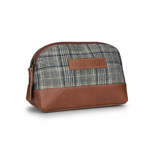 Sac trousse de toilette pour homme cuir et tweed fermeture éclair style classique British - vert - tweed TU - Gris - TruClothing.com - 6