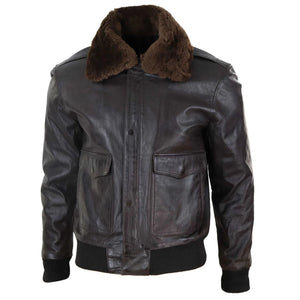 Veste homme aviateur bomber cuir véritable col fourroure amovible style pilote - Infinity Leather - 2