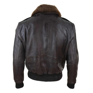 Veste homme aviateur bomber cuir véritable col fourroure amovible style pilote - Infinity Leather - 6