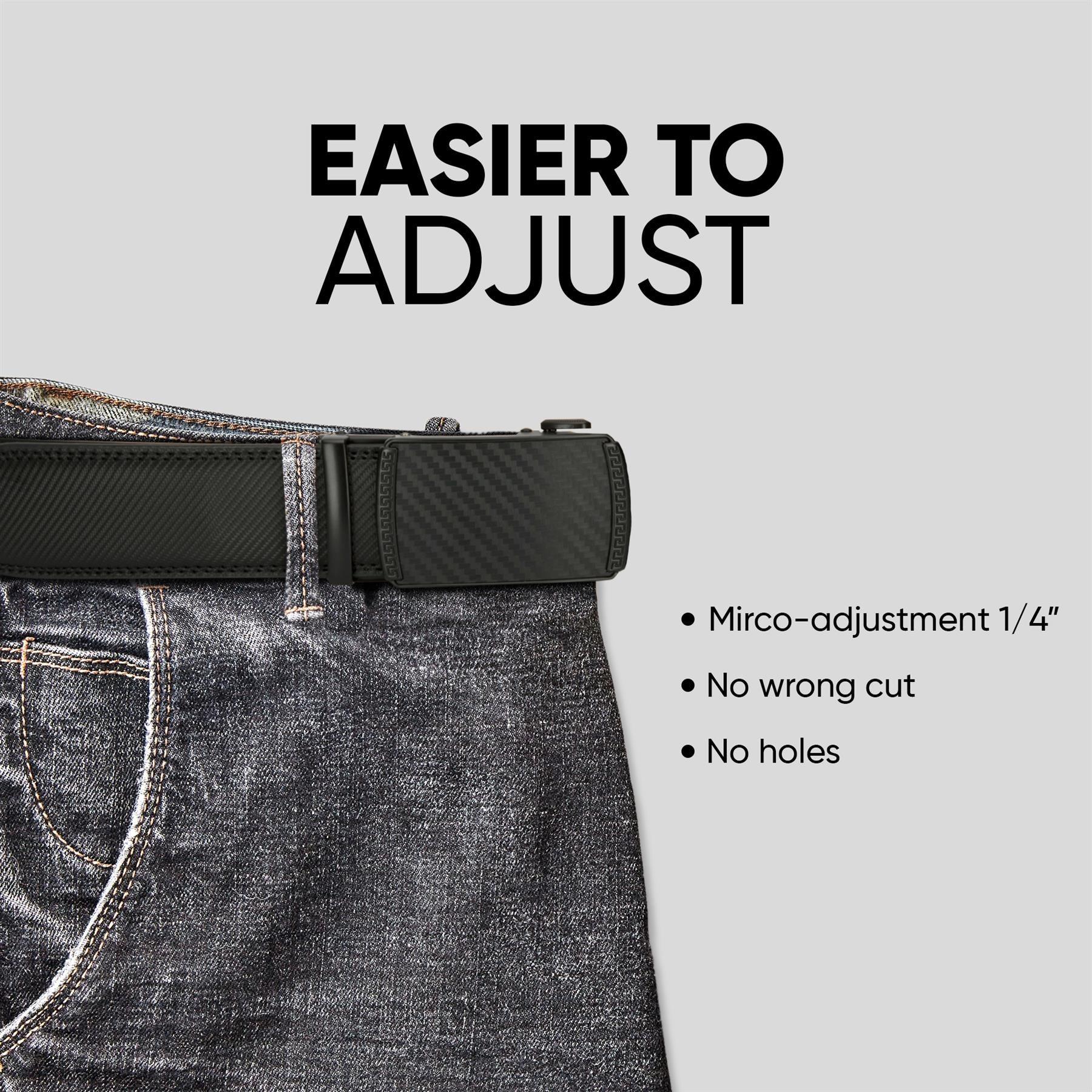 Mens Leather Belt Ratchet Trouser Jeans Dress 35MM Trim to Fit Any Size-TruClothing