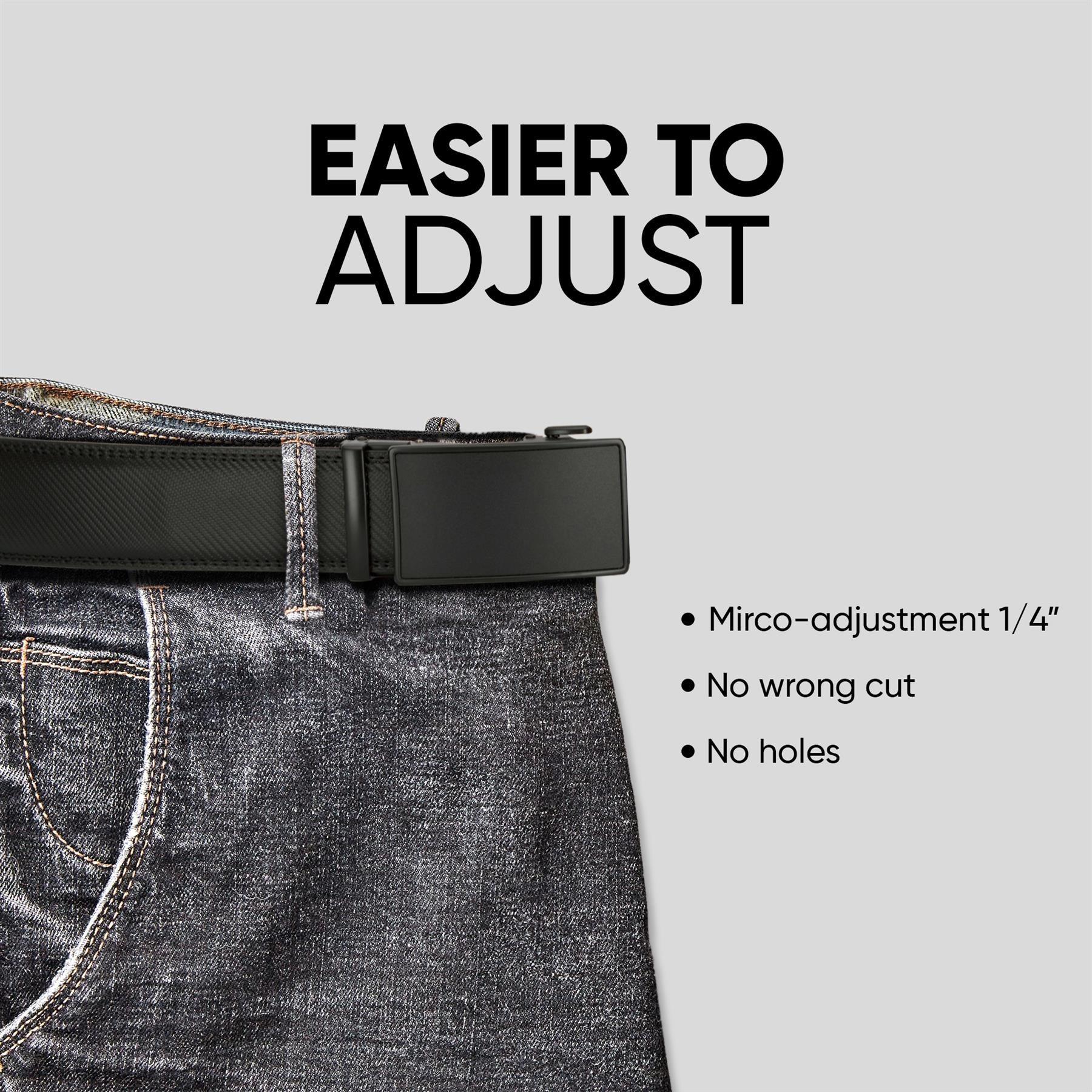 Mens Leather Belt Ratchet Trouser Jeans Dress 35MM Trim to Fit Any Size-TruClothing