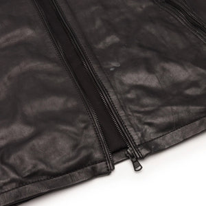 Herren-Leder-Biker-Rennjacke rote Streifen Reißverschluss schwarz kurz - Aviatrix - 4