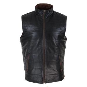 Men's Leather Black Brown Waistcoat Gilet Reversible Vest - Infinity Leather - 2