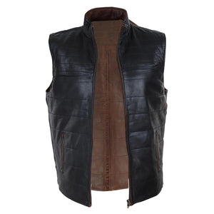 Men's Leather Black Brown Waistcoat Gilet Reversible Vest - Infinity Leather - 7
