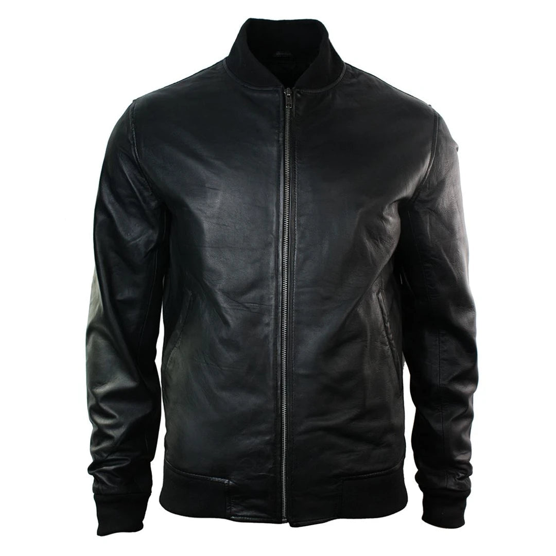 Herrenjacke 100% Echtleder Schwarz Braun Klassischer Schnitt Biker Design Elastisch - Infinity Leather - 1