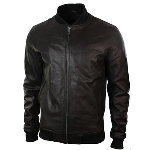 Herrenjacke 100% Echtleder Schwarz Braun Klassischer Schnitt Biker Design Elastisch - Infinity Leather - 6