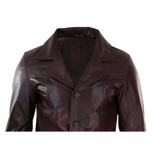 Męski klasyczny płaszcz skórzany w kolorze winno-czarnym - Infinity Leather - 3