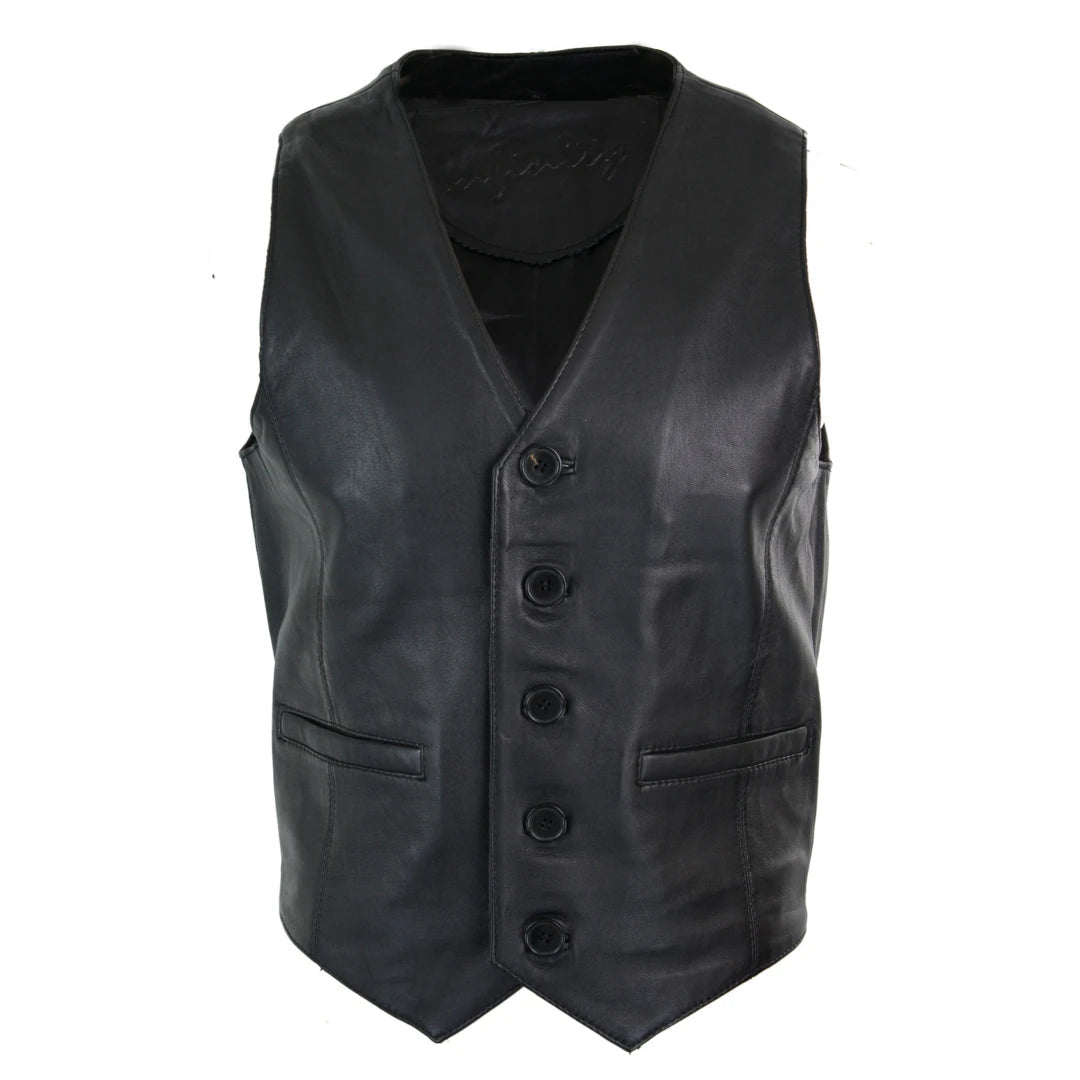 Men's Leather Gilet Waistcoat Classic Black Camel - Infinity Leather - 1