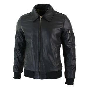 Herren-Harrington-Bomber-Klassiker-Pilotenjacke aus Leder - Schwarz - Infinity Leather - 2