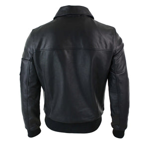 Herren-Harrington-Bomber-Klassiker-Pilotenjacke aus Leder - Schwarz - Infinity Leather - 5