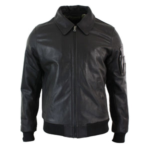 Herren-Harrington-Bomber-Klassiker-Pilotenjacke aus Leder - Braun - Infinity Leather - 6