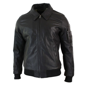 Herren-Harrington-Bomber-Klassiker-Pilotenjacke aus Leder - Braun - Infinity Leather - 7