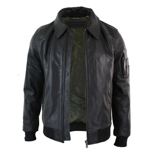 Herren-Harrington-Bomber-Klassiker-Pilotenjacke aus Leder - Braun - Infinity Leather - 9