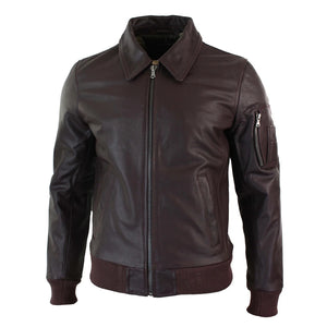Herren-Harrington-Bomber-Klassiker-Pilotenjacke aus Leder - Burgund - Infinity Leather - 17