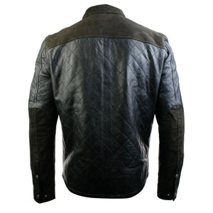 Kurtka pikowana męska skórzana Hunter Safari z naszywką z miękkiego brązowego zamszu - Infinity Leather - 4