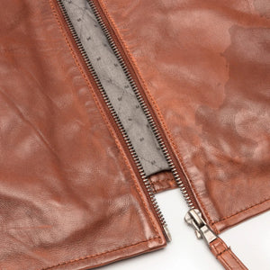 Men's Leather Jacket Biker Black Zipped Pockets Fitted - Brown - Aviatrix - 9