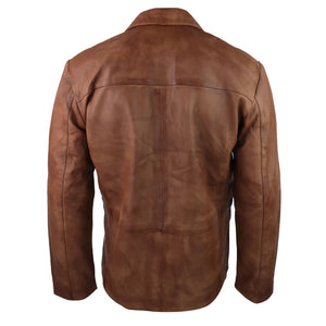Giacca Nera Lunga da Uomo in Vera Pelle Stile Blazer Classico retro Vintage nero - Nocciola - Infinity Leather - 10