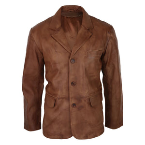 Giacca Nera Lunga da Uomo in Vera Pelle Stile Blazer Classico retro Vintage nero - Nocciola - Infinity Leather - 6