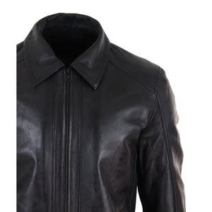 Men's Leather Jacket Black Tan Zipped Classic Soft Napa