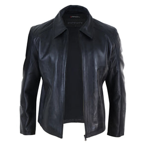Men's Leather Jacket Black Tan Zipped Classic Soft Napa