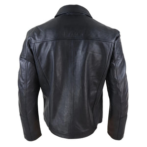 Men's Leather Jacket Black Tan Zipped Classic Soft Napa