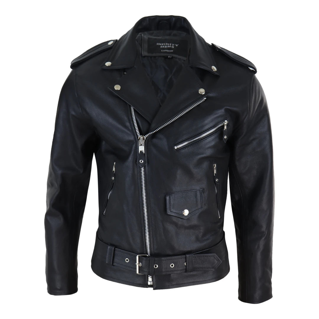 Veste en cuir véritable homme franges pampilles style cowboy Western biker motard - Infinity Leather - 1