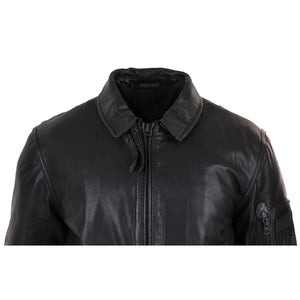 Męska prana skórzana kurtka bomber pilotka sił powietrznych z futrzanym kołnierzem - Infinity Leather - 4