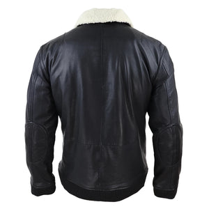 Męska prana skórzana kurtka bomber pilotka sił powietrznych z futrzanym kołnierzem - Infinity Leather - 7