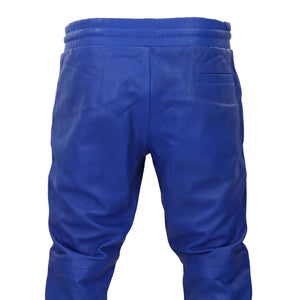Pantalones vaqueros jogger de cuero real para hombre Pantalones elásticos informales - Azul - Infinity Leather - 7