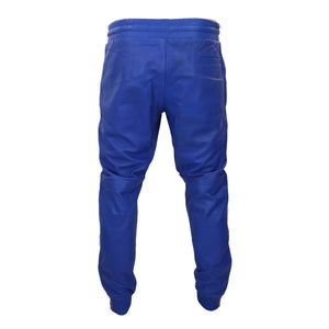 Pantalones vaqueros jogger de cuero real para hombre Pantalones elásticos informales - Azul - Infinity Leather - 8