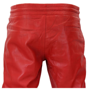 Pantalones vaqueros jogger de cuero real para hombre Pantalones elásticos informales - Rojo - Infinity Leather - 15