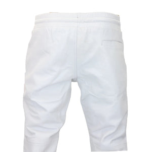 Pantalones vaqueros jogger de cuero real para hombre Pantalones elásticos informales - Blanco - Infinity Leather - 19