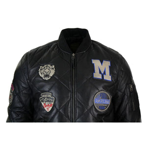 Kurtka letterman bomber puchowa pikowana skórzana męska w stylu varsity baseball - Aviatrix - 4