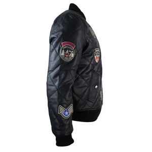 Kurtka letterman bomber puchowa pikowana skórzana męska w stylu varsity baseball - Aviatrix - 7