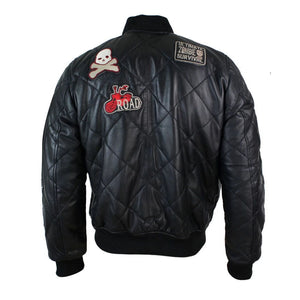 Kurtka letterman bomber puchowa pikowana skórzana męska w stylu varsity baseball - Aviatrix - 9