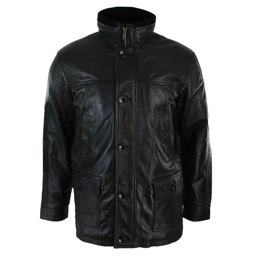 Veste style chasse et pêche safari cuir véritable noir pour homme - Infinity Leather - 1