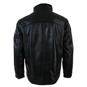 Herrenjacke 100% Echtleder Schwarz Braun Militär Armee Knopfleiste - Infinity Leather - 4