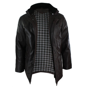 Herrenjacke 100% Echtleder Schwarz Braun Militär Armee Knopfleiste - Infinity Leather - 7