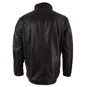 Herrenjacke 100% Echtleder Schwarz Braun Militär Armee Knopfleiste - Infinity Leather - 8