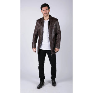 Herren Lederjacke Safari Echtleder Parka Schwarz Braun Tailored Fit Freizeitjacke - Infinity Leather - 10