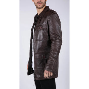 Herren Lederjacke Safari Echtleder Parka Schwarz Braun Tailored Fit Freizeitjacke - Infinity Leather - 11