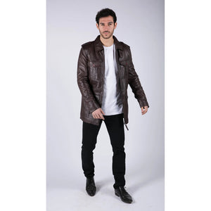 Herren Lederjacke Safari Echtleder Parka Schwarz Braun Tailored Fit Freizeitjacke - Infinity Leather - 13