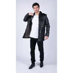 Herren Lederjacke Safari Echtleder Parka Schwarz Braun Tailored Fit Freizeitjacke - Infinity Leather - 5