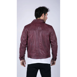 Herren Lederjacke Burgund Wein Retro Jeans-Stil Brando Klassisch - burgund XS - Infinity Leather - 6