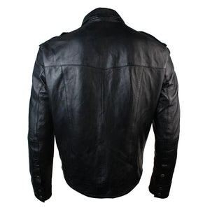 Herren Echtleder Jacke Schwarz Braun Lederhemd Retro Vintage Design - Infinity Leather - 7