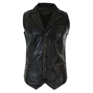Herrenweste 100% Echtleder Schwarz Braun Burgund Lässig Vintage Retro Design - Gold - Infinity Leather - 4