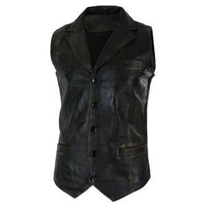 Herrenweste 100% Echtleder Schwarz Braun Burgund Lässig Vintage Retro Design - Gold - Infinity Leather - 5