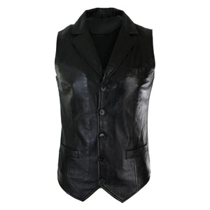 Herrenweste 100% Echtleder Schwarz Braun Burgund Lässig Vintage Retro Design - Infinity Leather - 1