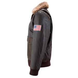 Giacca Bomber da Uomo Stile Pilota Militare in Vera Pelle - Marrone - Infinity Leather - 16